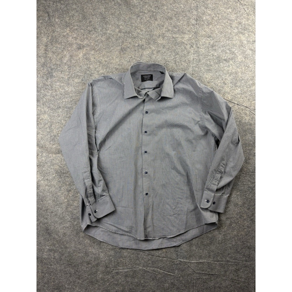 Nordstrom Tech Smart Mens 16 1/2 32-33 Checked Classic Fit Button Dress Shirt